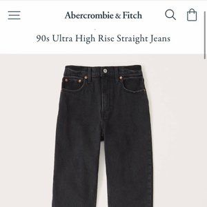 A&F Ultra High Rise Straight Black Jeans size 37